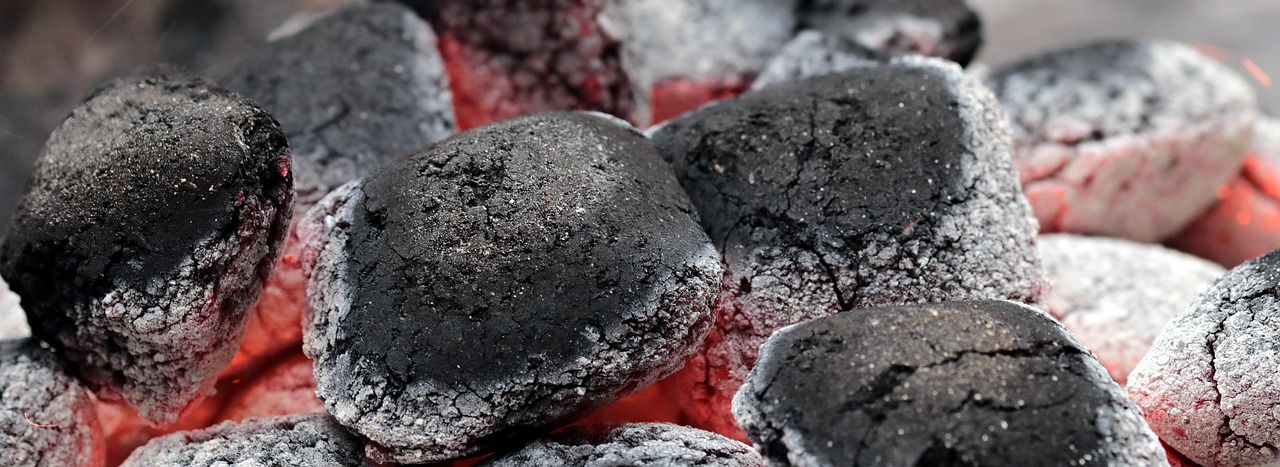 Ordinary briquettes glowing on a grill, the fuel binchotan is most often compared against